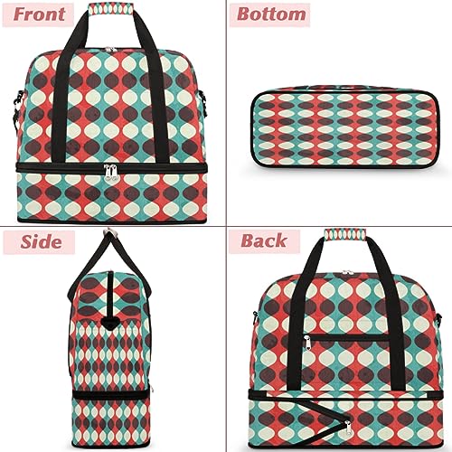 Sports Gym Bag Vintage Retro Geometric Foldable Travel Duffel Bag with Shoes Compartment Large Carry On Bag Weekend Yoga Workout Bag for Men Women 20.07 * 7.87 * 18.11 Inch3