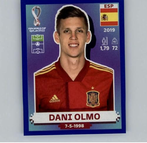 2022 Panini World Cup Qatar Stickers Blue ESP16 Dani Olmo Spain Group E Official Album Sticker 2 inch X 25 Inch in Raw NM or Better