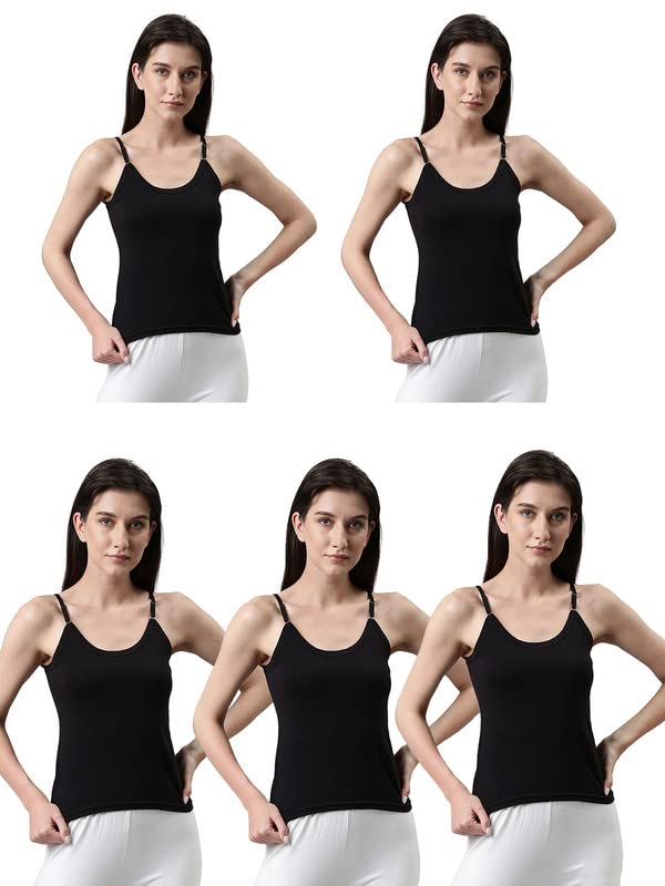 Image of Dixcy Slimz Solid Slim Fit Scoop Neck Sleeveless Cotton Camisole for Women