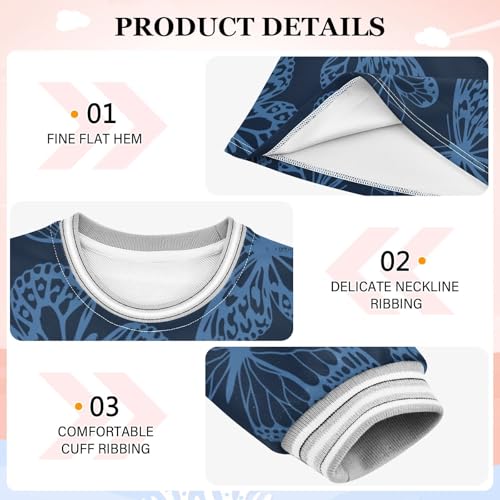 Blue Butterflies Girls Dresses Long Sleeve Sweatshirt Dress for Girls Winter Toddler Casual A Line Dresses Size 2-8T3