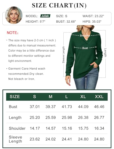 Ivicoer Sweater For Women Collared V Neck Pullover Ladies Knitted Long Sleeve Tops Casual Fall Winter Trendy Green thumb #5