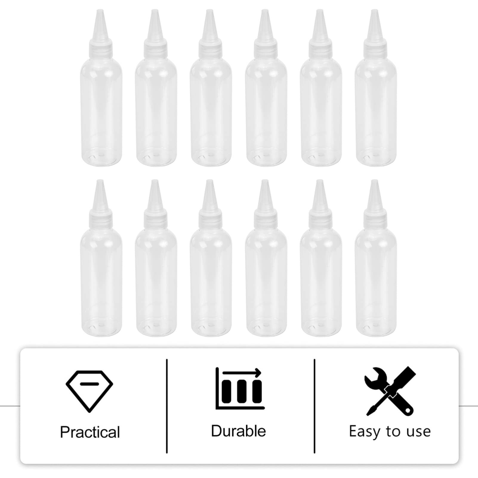 Flacone Applicatore a Punta 100ml Pe per Tinta Chioma, 30 Pezzi