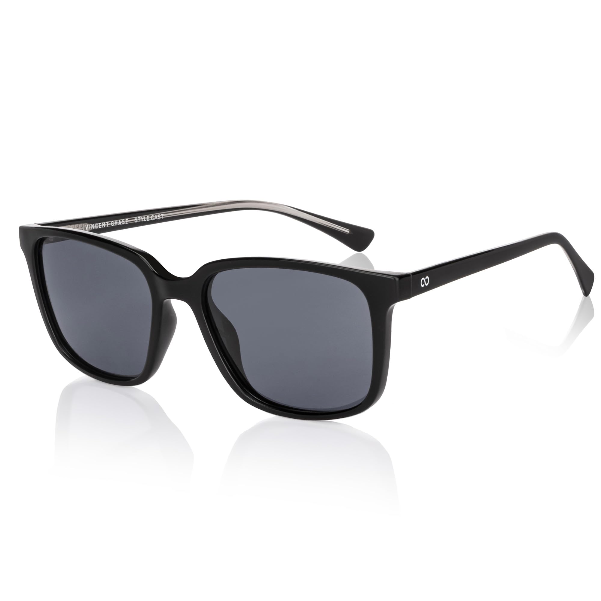 By Lenskart | Polarized & UV Protected Sunglasses | Black Grey Full Rim Wayfarer | For Men & Women | Large | VC S11740