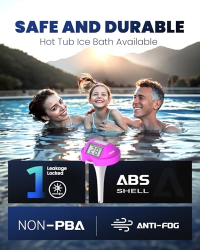 Image of BALDR Pool Thermometer Floating Easy Read, Solar Digital Pool Thermometer with Dual Large Screens, IPX7 Water Temperature Gauge for Inground Above Ground Pools & Spas (Red)