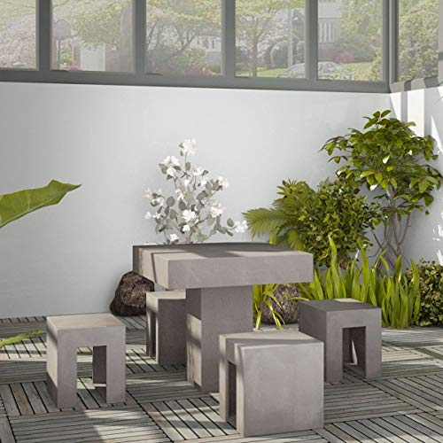 Directachat56 Salon de Jardin BÉTON, avec Table de 80 x 80 cm