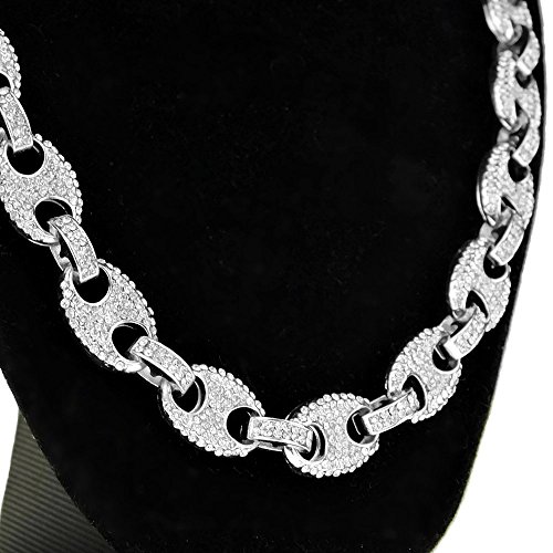 Mens Mariner Links Chain 24" Inch x 12 MM Silver Tone Iced Bling Men's Hip Hop Necklace2