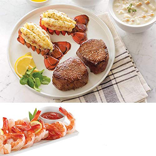 Lobster Gram - Ship to Shore Dinner For Two â€“ 2 Fresh Maine Lobster Tails, 2 Filet Mignons,Jumbo Shrimp â€“ Fresh & Fast Delivery - From the No. 1 Seafood Delivery Company, 4.5 Pound (Pack of 1)