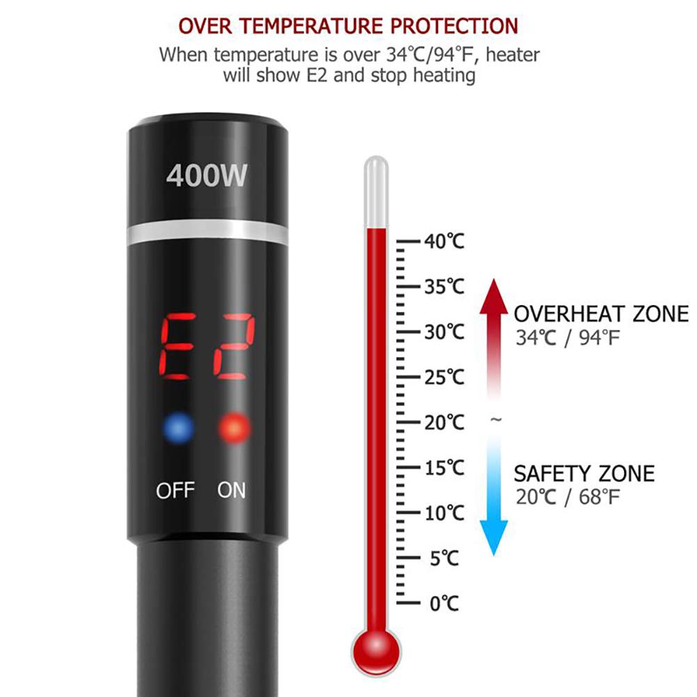Titan-Tauchheizung für Aquarium, Heizstab für Süßwasser Salzwasser Aquarium mit Intelligent, 500 W (100 W)