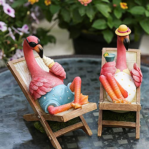 Muamax BEACH FLAMIGO Pink Flamingo Garden Statues Flamingo Ornaments Small Flamingo Statue Summer Tropical Coastal Desk Decor Yard Art Ornament Housewarming Gifts Outdoor Patio Lawn Decorations thumb #1