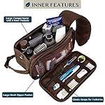 PAVILIA Toiletry Bag for Men, Travel Essentials Shaving Dopp Kit, Mens Travel Bag Toiletries Organizer Case for Grooming, PU Leather Water Resistant Cosmetic Bag Pouch (Dark Brown) - Image 3