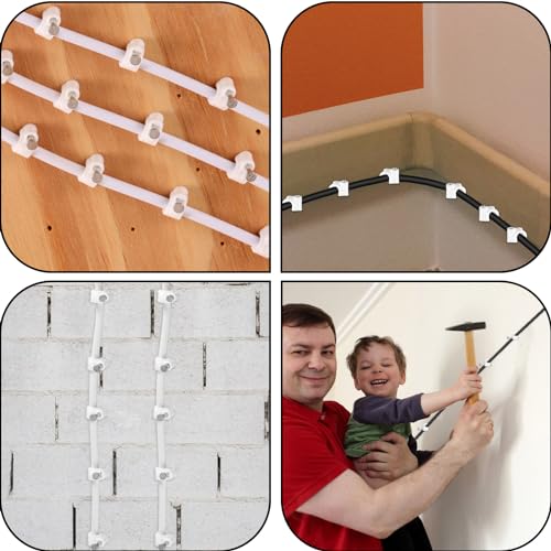 Andibro 100 Stück Kabelschellen Nagelschellen, Kabelklemmen mit Nagel kabelhalter wand Kabel Befestigungen Cable Clamp 6 mm Kabelmanagement für Kabel Netzwerkkabel Weiß(6mm)