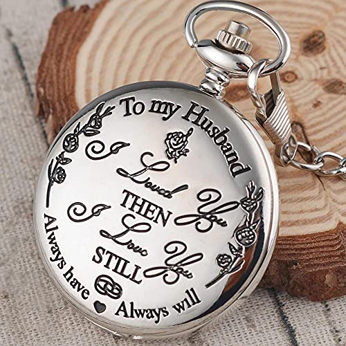 Brelsen “to My Husband” Silver Pocket Watch, Anniversary Pocket Watch