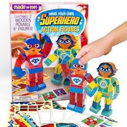 Made By Me Build & Paint Your Own Wooden Toys, DIY Wood Craft Kit, Easy to Assemble, Superhero Action Figures