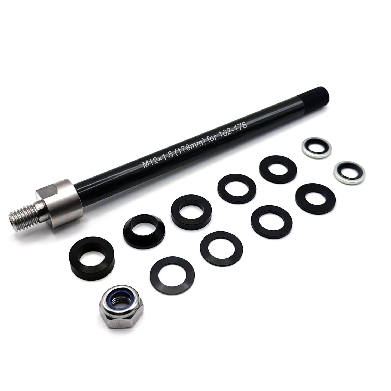 Universal Bicycle Thru Axle Trailer Hitch Adapter - Adjustable M12x1.0/1.5/1.75 Thru Axle (157-192mm),304 Stainless Steel &amp; 6061-T6 Aluminum Shaft for Thule Bike Trailers &amp; Thru-Axle Bikes