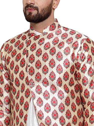 Image of ABH LIFESTYLE Men's Dupion Silk Kurta Pyjama & Ethnic Jacket Set