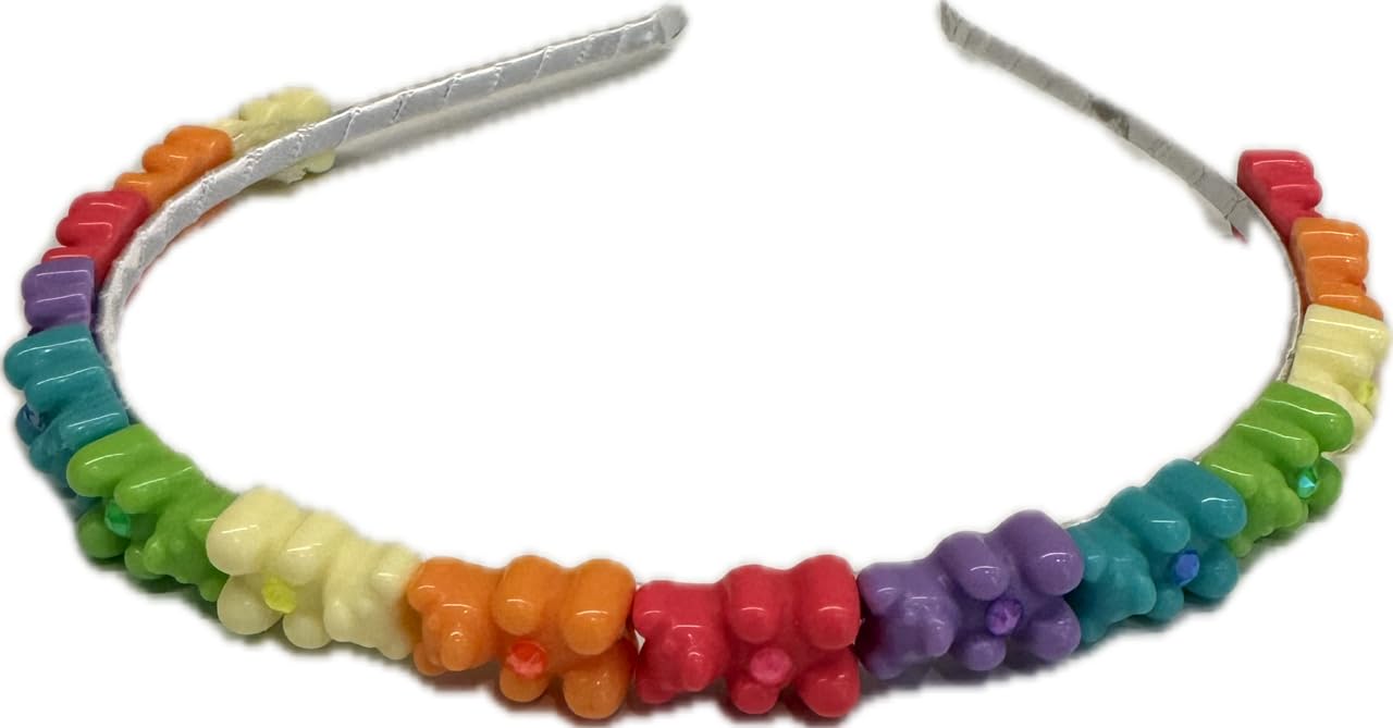 Bari Lynn Rainbow of Neon Tones of Gummy Bears with Crystals Headband