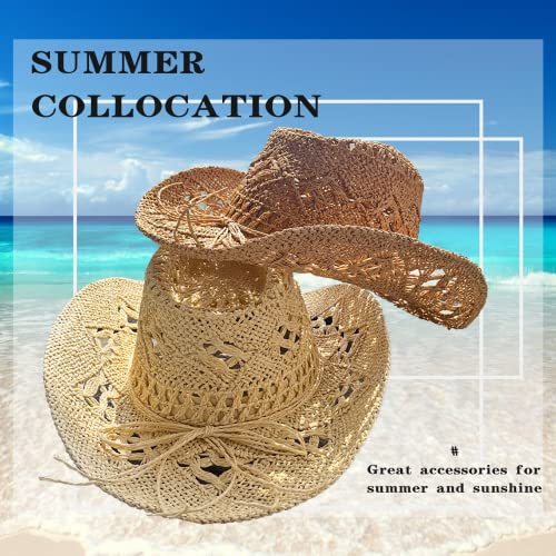 Xudongxu Straw Cowboy Hat Brown Cowgirl Hat For Women Men Western Beach Hat With Wide Brim For Theme Party Vacation #TOP3