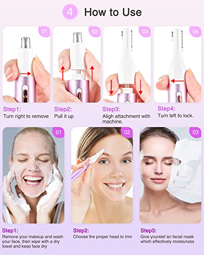 Utotebag Nose Hair Trimmer For Women, 3 In 1 Rechargeable Ear And Nose Hair Trimmer For Women, Painless Eyebrow Trimmer & Body Hair Trimmer For Nose, Ear, Eyebrow, Arms, Legs #TOP7
