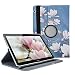 Produktbild kwmobile Huawei MediaPad T3 10 Hülle - 360° Tablet Schutzhülle Cover Case für Huawei MediaPad T3 10 - Magnolien Design Taupe Weiß Blaugrau