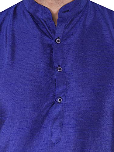 Image of HUZUR Men's Silk Solid Straight Long Kurta Pyjama Set| Ethnic Wear