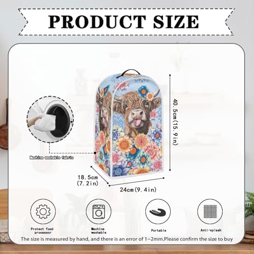 Image of Talayituse Boho Mandala Highland Cattle Print Blender Dust Cover with Handle, Stand Mixer or Coffee Maker Appliance Covers Anti Fingerprint Dust Proof Stain Resistant Blender Cover for Home Kitchen