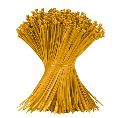 Image of Armpow 12 Inch Zip Ties Gold 1000 PCS, 50 Lbs- Heavy Duty Tensile Strength, Nylon PA66 UV Resistant Cable Ties for Indoor and Outdoor Use - Ideal for object bundling and fastening
