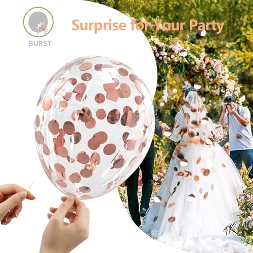Image of Rozi Decoration Rose Gold White Balloon Arch Kit for Birthday Decoration Party | White, Rose Gold & Confetti Balloons with Happy Birthday Banner for Home Party Backdrop Set of 63 Pcs
