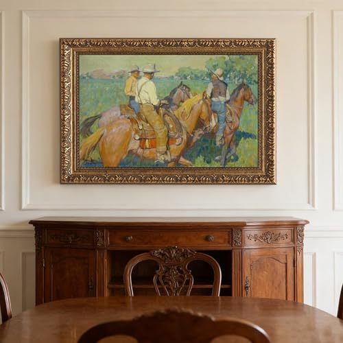Toile Three Cowboys Maynard Dixon - Décoration Murale Western 61cm