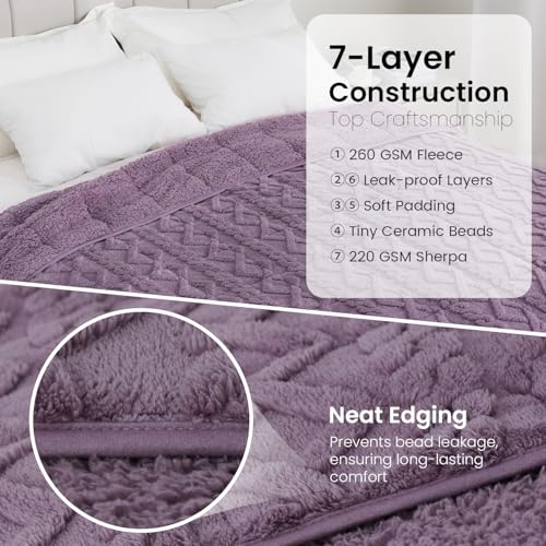 Image of Drewin 15 lbs Weighted Blanket Queen Size, 60 x 80 inches, Dual Sided Soft Fuzzy Jacquard Sherpa Weighted Blankets for Adults, Comfortable Sofa Bed Blanket for Sleeping, Purple