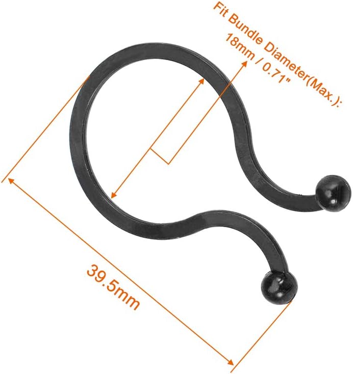 uxcell Twist Lock Cable Wire Ties Nylon U Shape Save Place 18mm Dia Black 100pcs