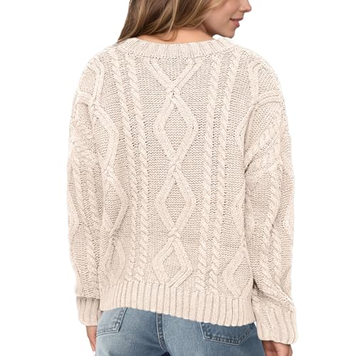 Women's Oversized Knit Crewneck Sweater Lightweight Loose Fit Long Sleeve Solid Chunky Pullover2