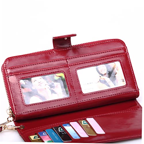 1pc Women's Wallet Wine Red Pu Leather Zipper Purse Press Buckle for Credit Cards and Cash for Home and Outdoor Use 5