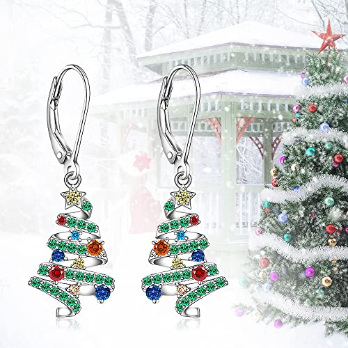 Christmas Earrings Christmas Tree Earrings for Women Dangle Drop S925 Sterling Silver Leverback Holiday X Mas Jewelry4