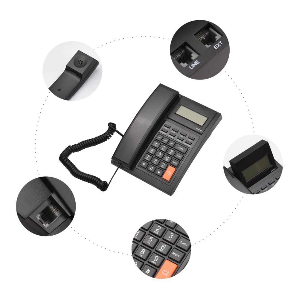 Supporto fisso da parete per telefono fisso con cavo, funzione vivavoce, quadrante rapido, controllo del volume, retroilluminazione LCD a 16 cifre, per hotel, ufficio, casa e lavoro