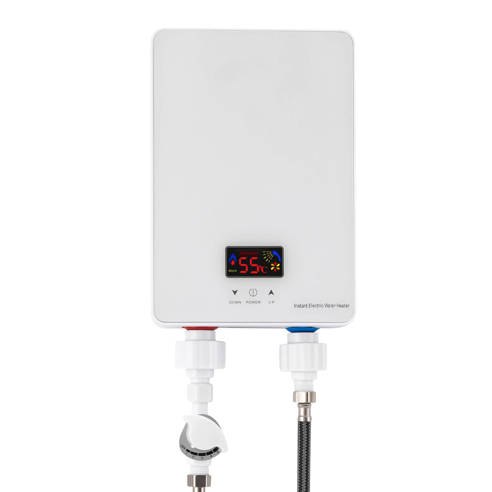 Kleine doorstroomboiler met douchekop, 5000 W, badkamer, keuken, elektrische instant boiler, touch-control, voor keuken, badkamer, douche
