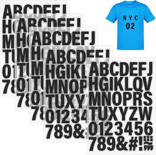 210Pcs 2 Inch Iron On Letters Black Heat Transfer Alphabet Kit Vinyl Letters for Jerseys T Shirts Team Clothing DIY Craft Printing