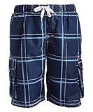 Kanu Surf Men's Big Flex Extended Size Plaid Swimtrunk, Navy, 3X