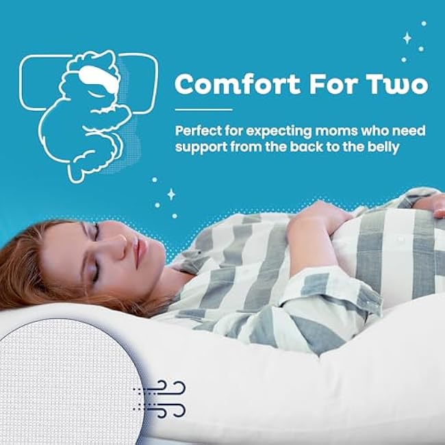 Snuggle-Pedic Body Pillow for Adults - Breathable, Full Body Pillow for Side Sleepers - Shredded Memory Foam Gel - Cooling Long Pillow Supports Legs, Belly & HIPS - 20x54 White