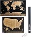 Large Scratch Off World Map Poster 32.5 x 23" w/ US States & Country Flags + BONUS Large USA Map and Ebook. Travel and Adventure Tracker. Incl. Scratcher and Eraser. Perfect Gift for Travelers