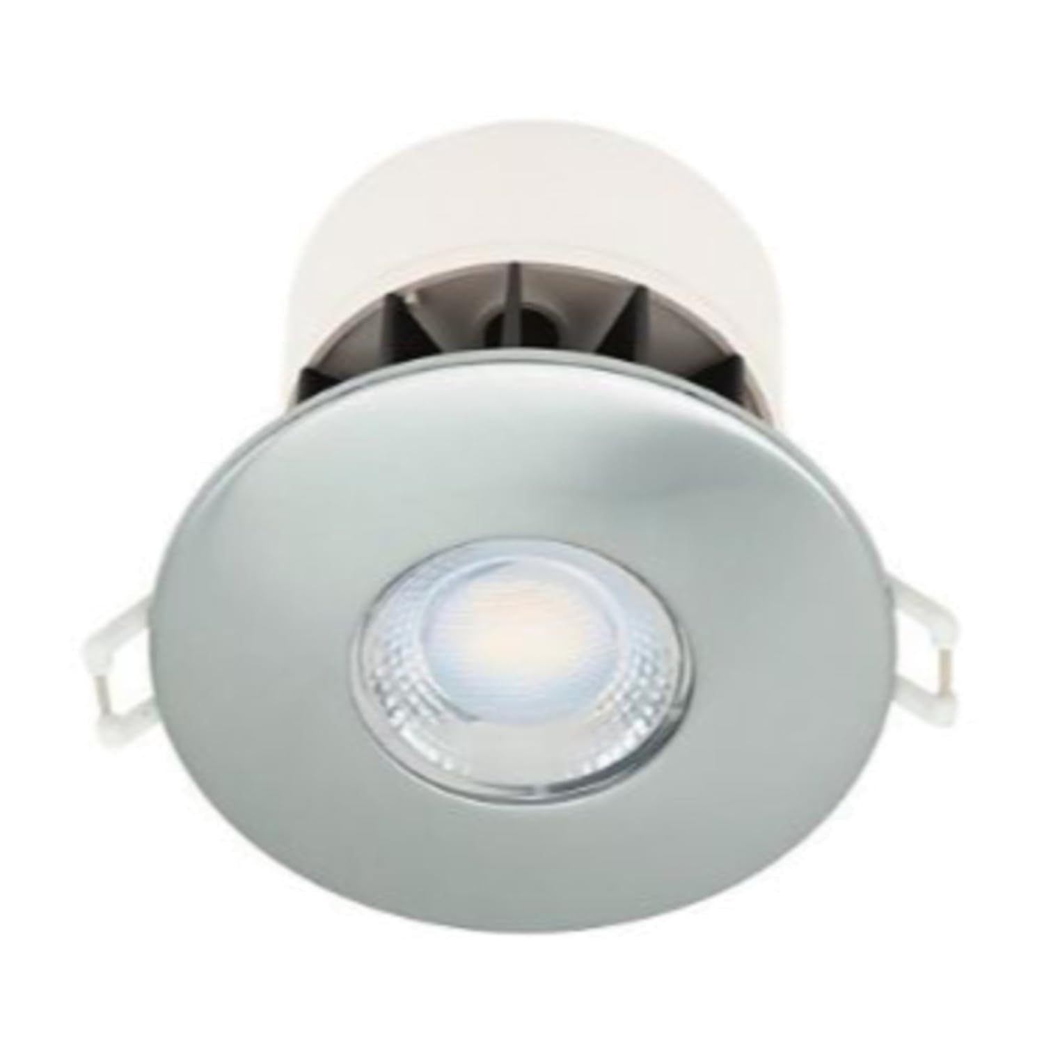 10x Fire Rated LED Bathroom Downlights - Brushed Steel IP65 Recessed Ceiling Lights - Dimmable Cool White