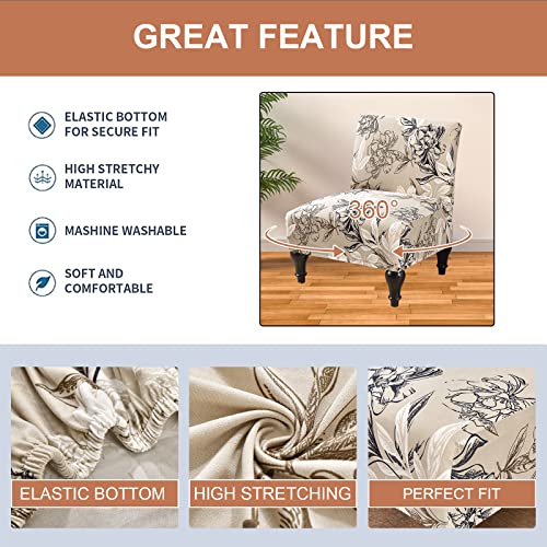 Image of Eco-Ancheng Armless Chair Slipcover Removable Armless Accent Chairs Covers Washable Armless Slipper Chair Slipcover Printed Armless Chair Furniture Protector Covers for Living Dining Room Hotel