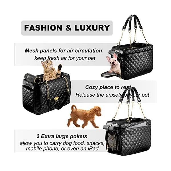 NewEle-Fashion-Dog-Purse-Carrier-for-Small-Dogs-with-Shoulder-Strap-Hold-Up-to-8lbs-Quality-PU-Leather-Pet-Carrier-Cat-Carrier-Airline-Approved-Puppy-Purse-Carrier-for-Travel Airline Approved Puppy Purse Carrier