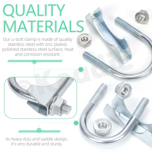Keadic 2 Stück 2-1/2 verzinkte Auspuffschellen, Universal-Schalldämpfer-Auspuffschellen, 63mm Sattelflansch-Schalldämpfer-Bügelschelle für 2-1/2 OD-Rohr