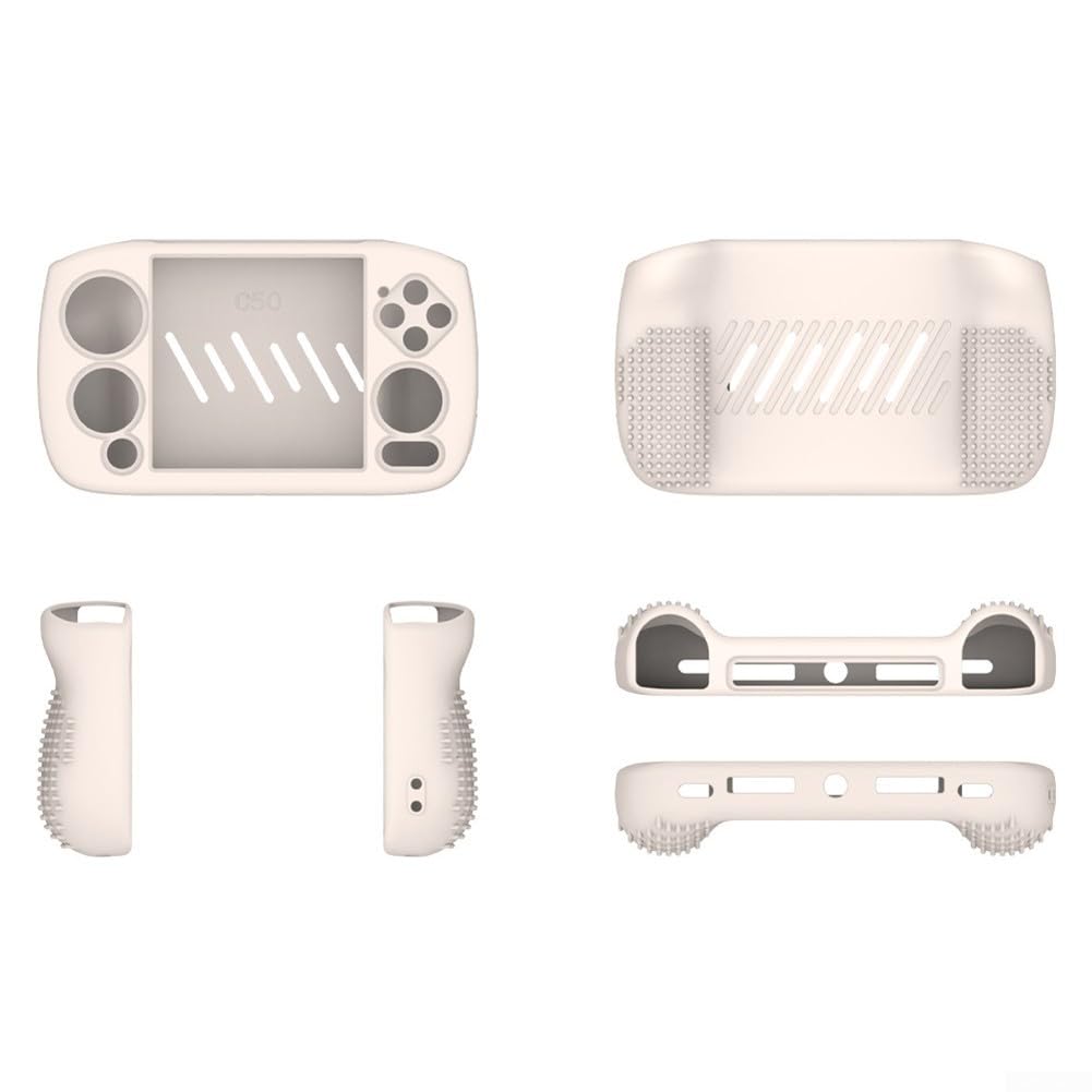 Zeroupshop Silicone Protective Case, for ANBERNIC RG Cubexx, Soft Drop Protection Cover, with Lanyard, Lightweight Shockproof Skin, Custom Fit for ACCESS to Buttons and Ports, Black(meters white)