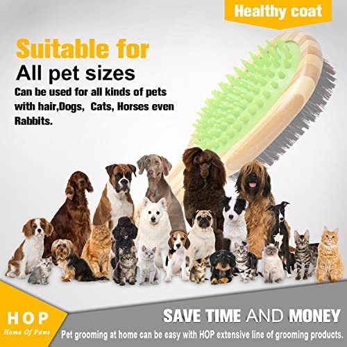Hop Short Hair Dog Brush Pet Brushing Grooming Comb For Short Hair Coats Detangling And Shedding Coat Hair Remover Two Sided Removing Dirt & Loose Hair Home Of Paws #TOP6