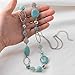 BULINLIN Beaded Long Necklace for Women Silver Sweater Chain Necklace with Crystal Resin Beads, Fashion Jewelry Necklace(Turquoise)