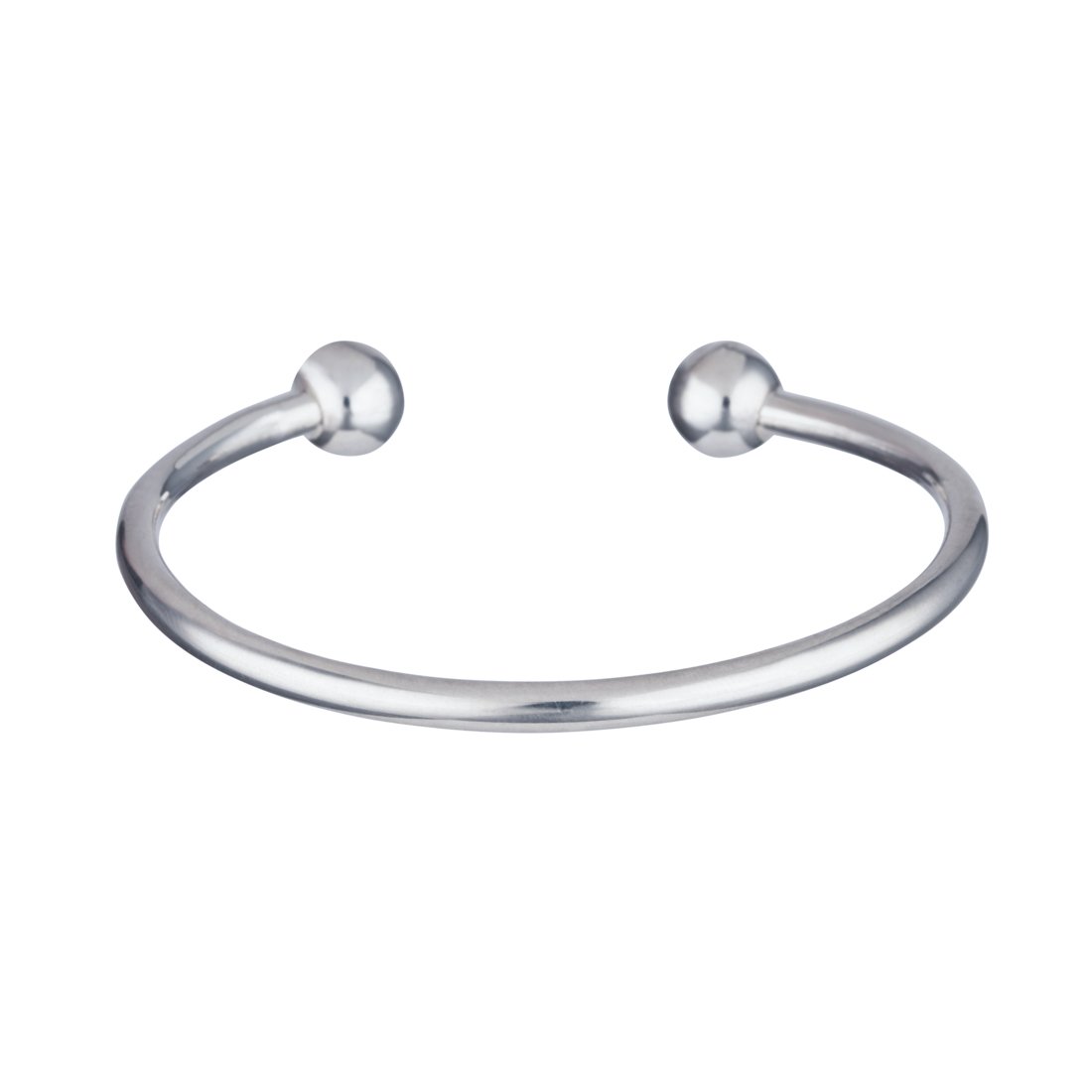 Silverly Braccialetti in Argento Sterling Massiccio 925 per Donna | Bracciale Rigido con Coppia di Sfere in Argento da 10mm | Piccoli Braccialetti per Ragazze Adolescenti
