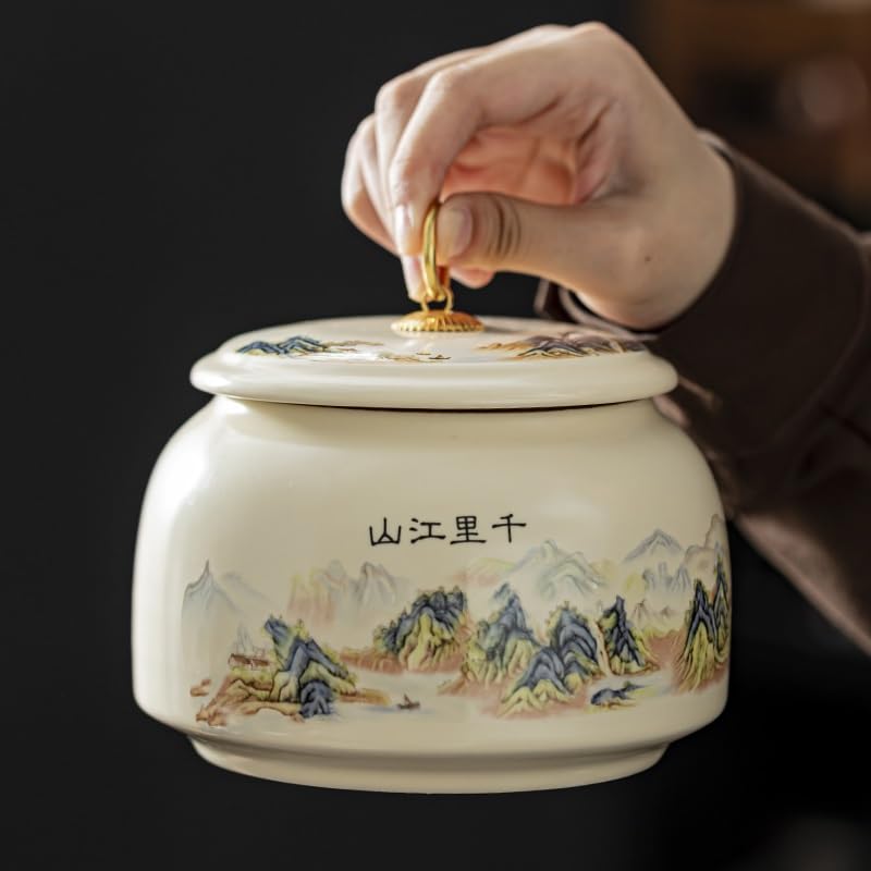 HLTYGWX Zestaw do herbaty Ceramiczne puszki na herbatę Puszki zamykane na herbatę Zielona herbata Czarna herbata Puszki na herbatę Puszki na herbatę Puste puszki Słoik do przechowywania herbaty
