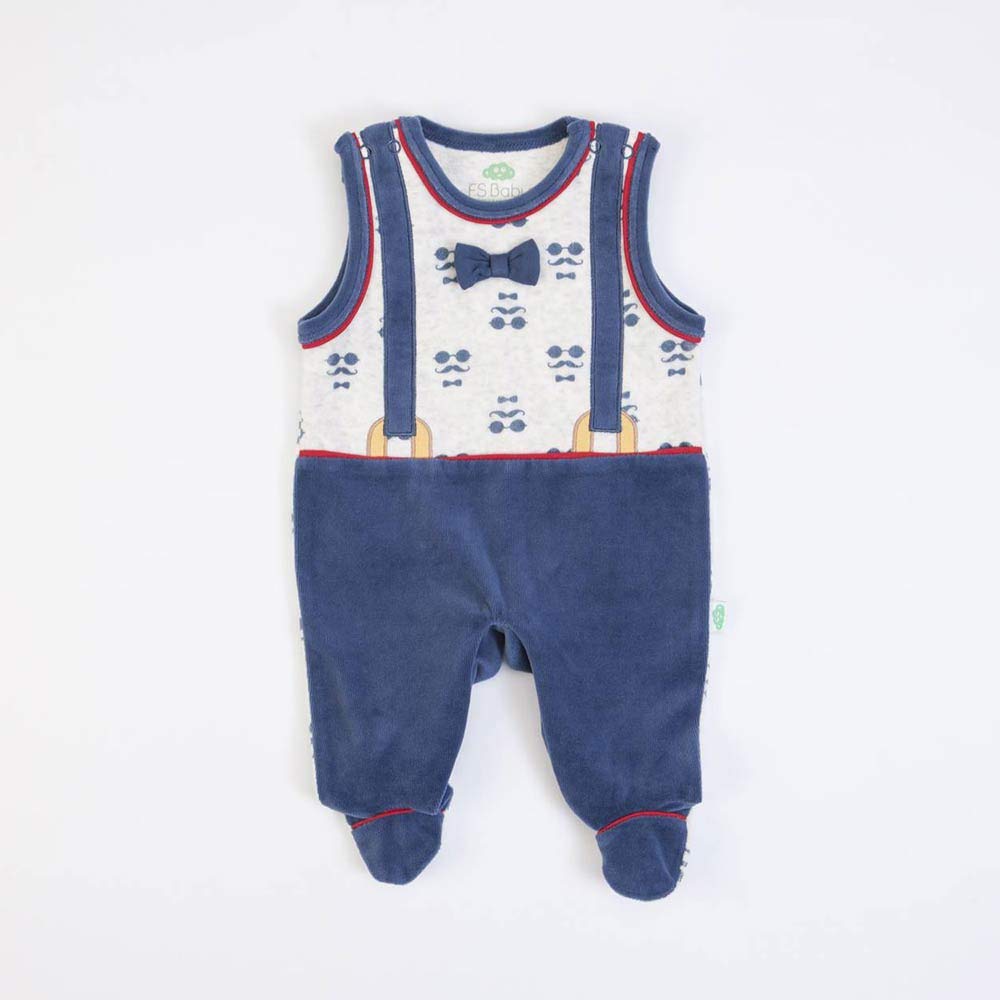 Tutina Neonato 0-3 Mesi Maschio ciniglia Salopette e Maglia Blu