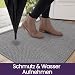 DEXI Schmutzfangmatte Innen 44 x 76 cm, rutschfest Fußmatte waschbar, absorbierend Fussmatte, Dünne Türmatte Eingangsteppich für Haustür & Flur, Grau